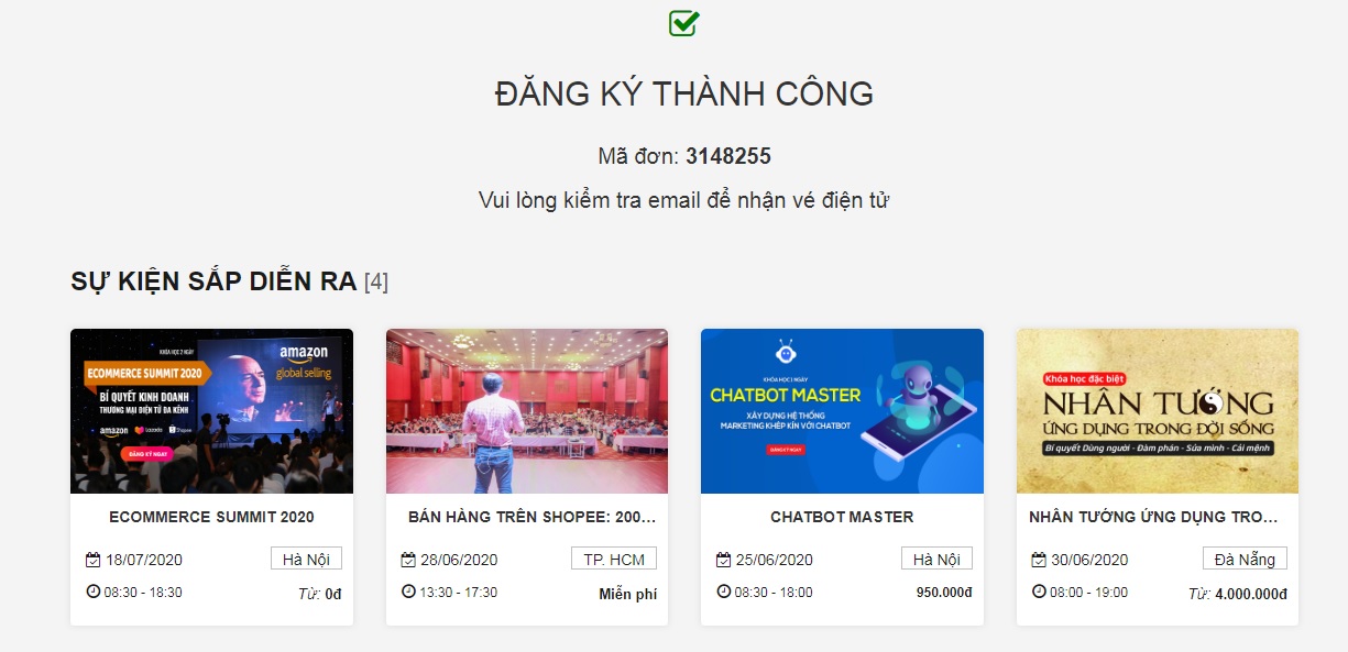 Vị trí hiển thị các sự kiện VIP